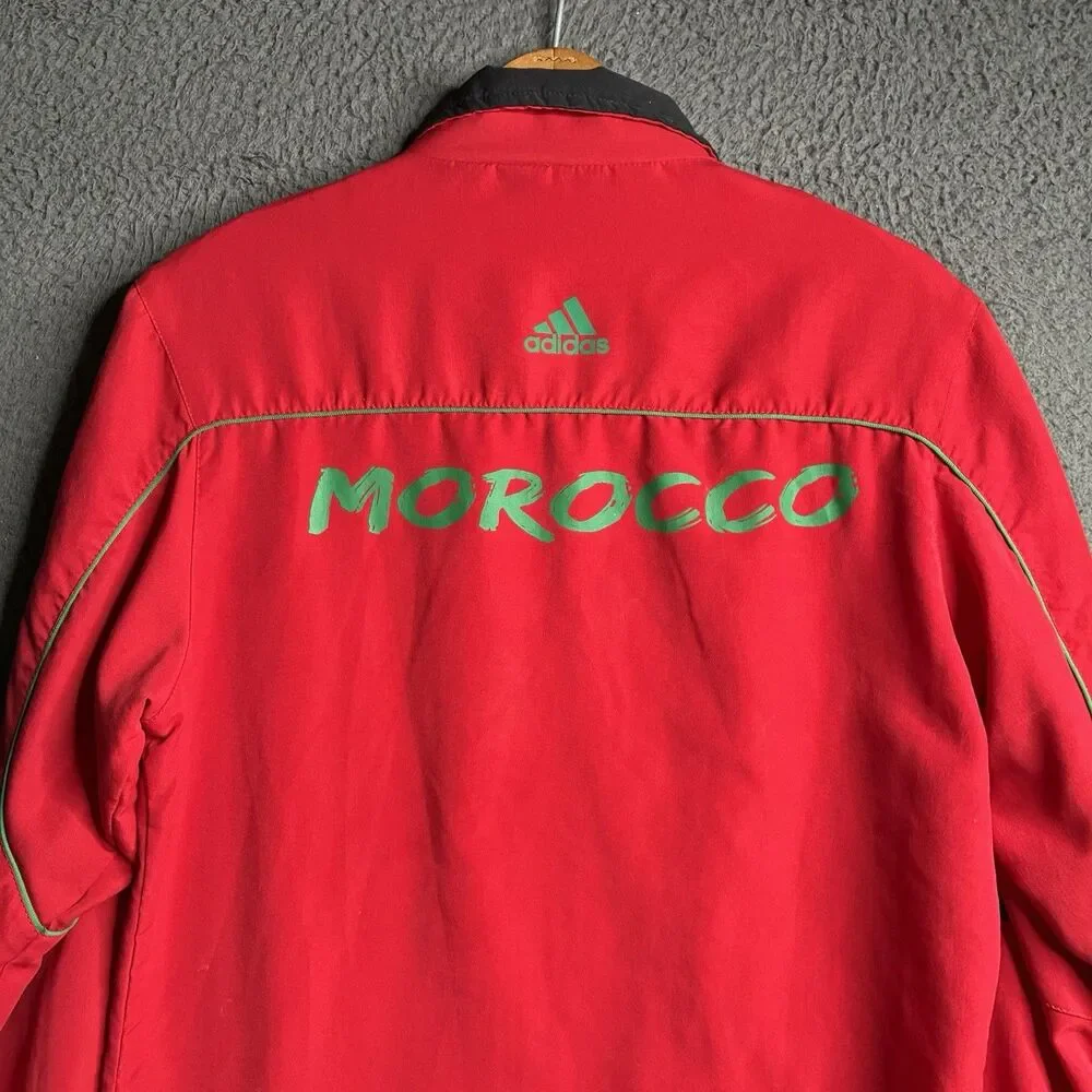 Adidas Track Jacket Mens Small Red Morocco Soccer National Team Full Zip